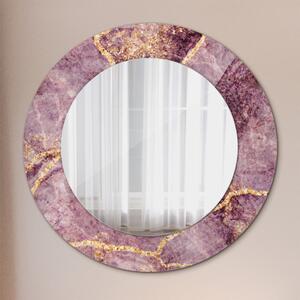 Specchio rotondo cornice con stampa Marmo con aggiunta di oro fi 50 cm
