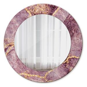 Specchio rotondo cornice con stampa Marmo con aggiunta di oro fi 50 cm