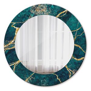 Specchio rotondo cornice con stampa Marmo di malachite verde fi 50 cm