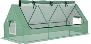 VivaGarden Serra Piccola con 2 Finestrelle Laterali e Finestra Centrale in Acciaio PE e PP 240x90x90 cm colore Verde - U5040GN
