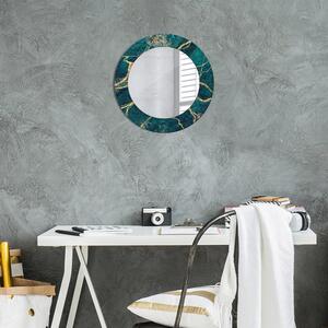 Specchio rotondo cornice con stampa Marmo di malachite verde fi 50 cm