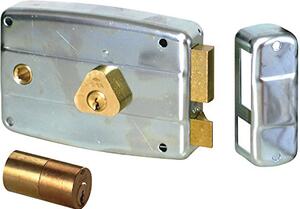 CISA Serratura per Serramenti Metallici da applicare 2 Mandate con Scrocco Catenaccio Cilindro interno Entrata 60 mm Sx + Quadro maniglia + 3 Chiav