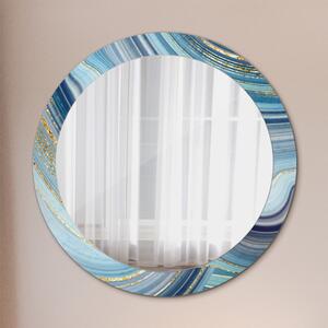 Specchio rotondo stampato Marmo blu fi 80 cm