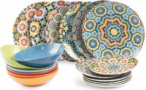 Villa deste Servizio piatti 18 pezzi in porcellana e gres 6 posti tavola diversi Marrakech Colore Multicolor - 5904391