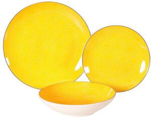 Xtra Servizio Piatti 18 Pezzi in Porcellana Esagono colore Giallo - WK8575