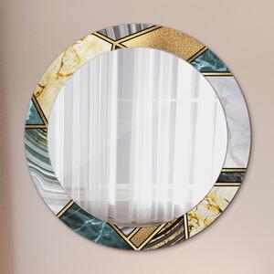 Specchio rotondo stampato Agat marmo e oro fi 70 cm