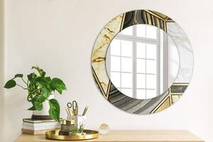 Specchio rotondo stampato Agat marmo e oro fi 50 cm