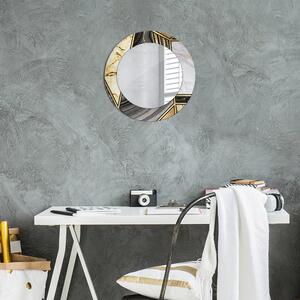 Specchio rotondo stampato Agat marmo e oro fi 50 cm