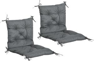 VivaGarden Set 2 Cuscini per Sedie da Esterno in Poliestere e Cotone con Lacci 50x98x8 cm colore Grigio