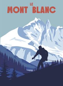 Illustrazione Mont Blanc Ski resort poster retro, VectorUp