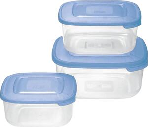 Tontarelli Set 3 contenitori 2.5-1.5-0.95 Litri Frigo box Plastica per alimenti colore Oceano - 773462