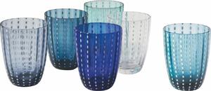 Villa deste Set 6 bicchieri acqua 300 ml in vetro con poise superficie ondulata Kalahari Ocean Colore Multicolor - 2195173