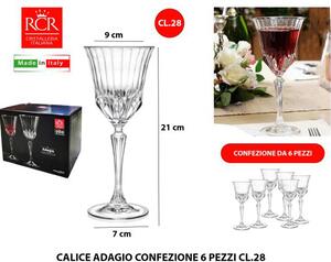 Rcr Cristallerie Set 6 Calici Adagio Capacit 28 cl in Vetro - RCR258369