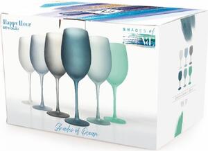 Villa deste Set 6 calici 550 ml in vetro effetto frosted Happy Hour Ocean Colore Azzurro - 5907741