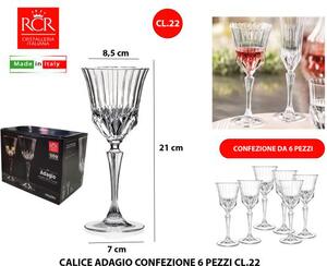 Rcr Cristallerie Set 6 Calici Adagio Capacit 22 cl in Vetro - RCR257478