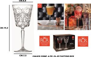 Rcr Cristallerie Set 6 Calici Tattoo Capacit 29 cl in Vetro - RCR266371