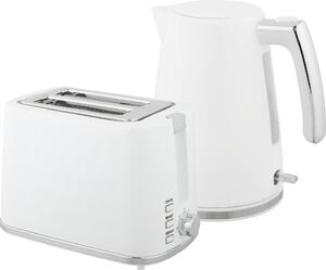 DecHome Set Bollitore Elettrico da 1.7L 2200W con Termostato e Tostapane Doppio con 7 Livelli di Doratura colore Bianco - W834WT