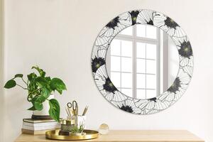 Specchio rotondo stampato Composizione di fiori lineari fi 50 cm