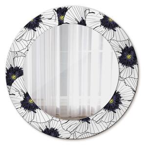 Specchio rotondo stampato Composizione di fiori lineari fi 50 cm