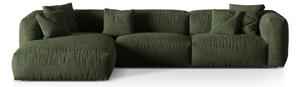 Divano angolare componibile verde (con penisola a sinistra/con chaise lounge) con rivestimento in velluto Martina – Micadoni