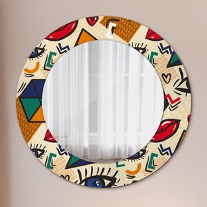 Specchio rotondo cornice con stampa Stile pop art fi 50 cm