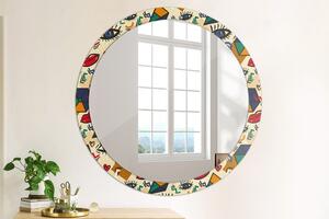 Specchio rotondo cornice con stampa Stile pop art fi 100 cm