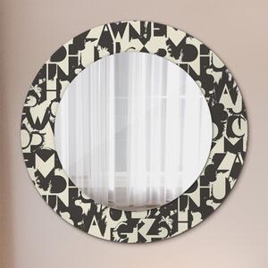 Specchio tondo con decoro Tipografia astratta fi 50 cm