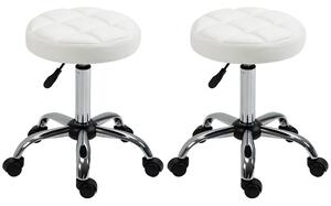DecHome Sgabello con Ruote in Ecopelle colore Bianco