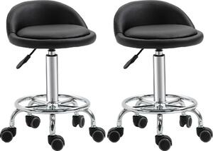 DecHome Sgabello con Ruote in Ecopelle colore Nero