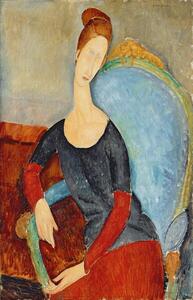 Modigliani, Amedeo - Riproduzione Mme Hebuterne in a Blue Chair, (26.7 x 40 cm)