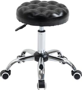 DecHome Sgabello con Ruote in Ecopelle colore Nero
