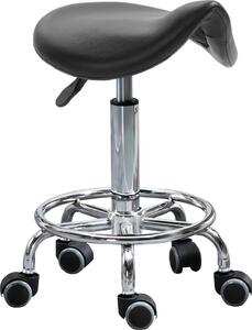 DecHome Sgabello con Ruote in Ecopelle colore Nero
