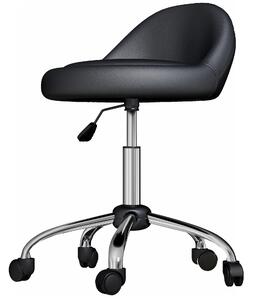DecHome Sgabello con Ruote in Ecopelle colore Nero/Argento