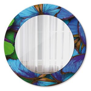 Specchio rotondo stampato Farfalla blu e verde fi 50 cm