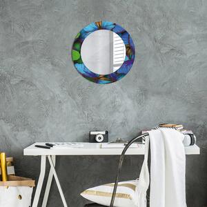 Specchio rotondo stampato Farfalla blu e verde fi 50 cm