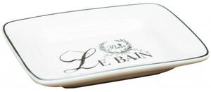 Porta saponetta svuota tasche in porcellana bianca decorata "Le Bain Paris" L15xPR11xH7 cm