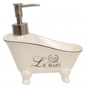 Dispenser sapone liquido in porcellana bianca decorata "Le Bain Paris" L17xPR9xH16 cm