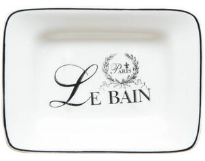 Porta saponetta svuota tasche in porcellana bianca decorata "Le Bain Paris" L15xPR11xH7 cm