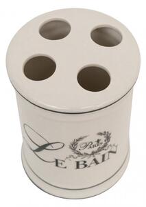 Porta spazzolini in porcellana bianca decorata "Le Bain Paris" L8,5xPR8,5xH11,5 cm