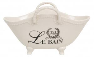 Contenitore multifunzione in porcellana bianca con decoro "Le Bain Paris" L20xPR12,3xH12 cm