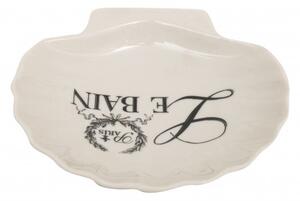 Porta saponetta svuota tasche in porcellana bianca decorata "Le Bain Paris" L12xPR12xH2,5 cm