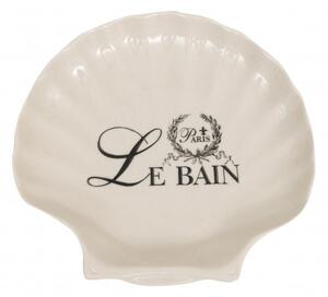 Porta saponetta svuota tasche in porcellana bianca decorata "Le Bain Paris" L20xPR19xH3,8 cm