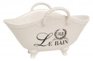Contenitore multifunzione in porcellana bianca con decoro "Le Bain Paris" L20xPR12,3xH12 cm