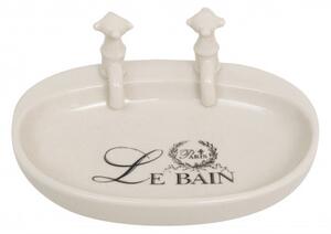 Porta saponetta svuota tasche in porcellana bianca decorata "Le Bain Paris" L14xPR10xH5,5 cm