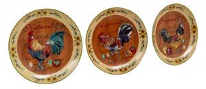 Set tre piatti decorativi da parete in ceramica decorata L20XPR20XH2 cm