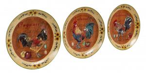 Set tre piatti decorativi da parete in ceramica decorata L30XPR30XH3 cm