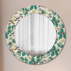 Specchio rotondo stampato Fiori e uccelli fi 50 cm