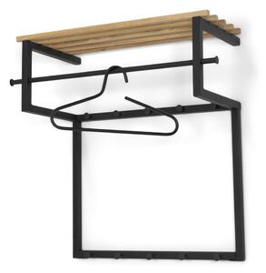 Attaccapanni da parete nero/di colore naturale in metallo con scaffale 76 cm Rizzoli – Spinder Design