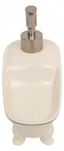 Dispenser sapone liquido in porcellana bianca decorata "Savons Superfines" L17xPR9xH16 cm