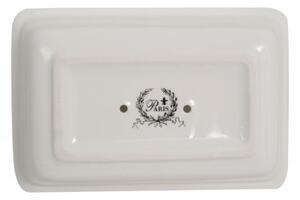 Porta saponetta svuota tasche in porcellana bianca decorata "Le Bain Paris" L14xPR9,8xH4 cm